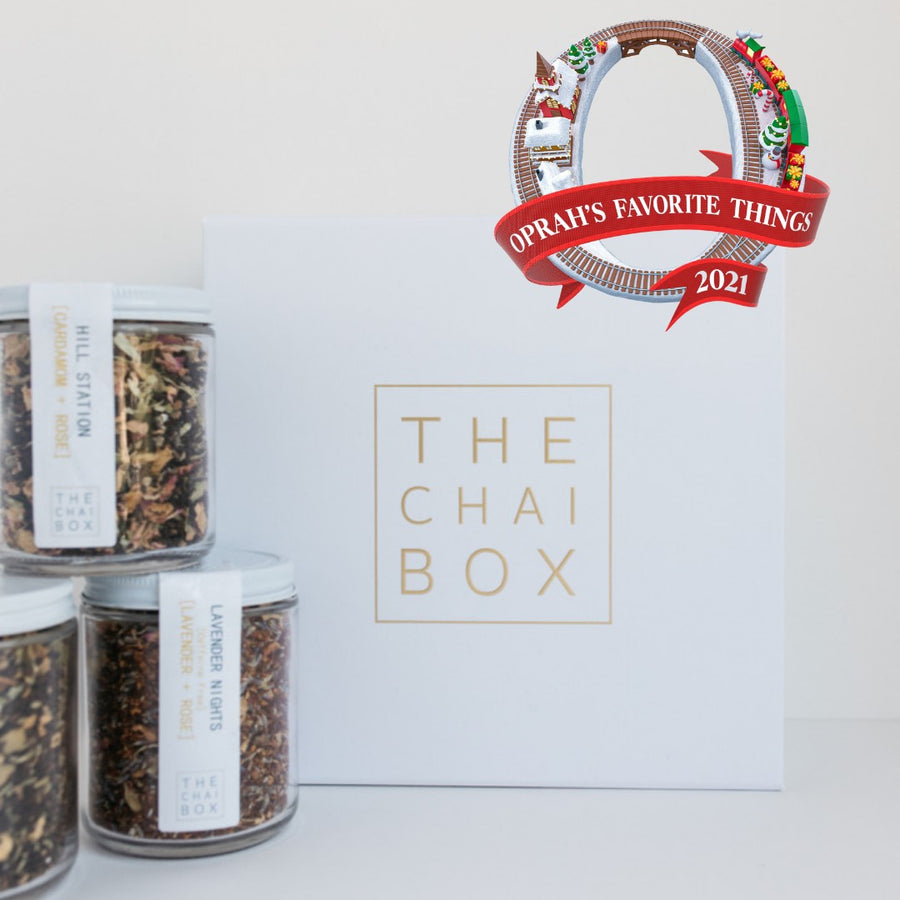 Chai Lover's Gift Set offers a convenient way to try 4 of our hand blended loose leaf teas.  Includes a decaf tea for night relaxation (Lavender Nights). 
