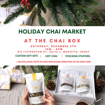 shop for holiday gifts and stocking stuffers for tea lovers. hot chai will be served.
