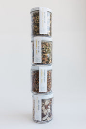 The Chai Lover's Gift set loose leaf teas come in reusable glass jars.  Made with black tea or rooibos tea and spices for an authentic chai experience.