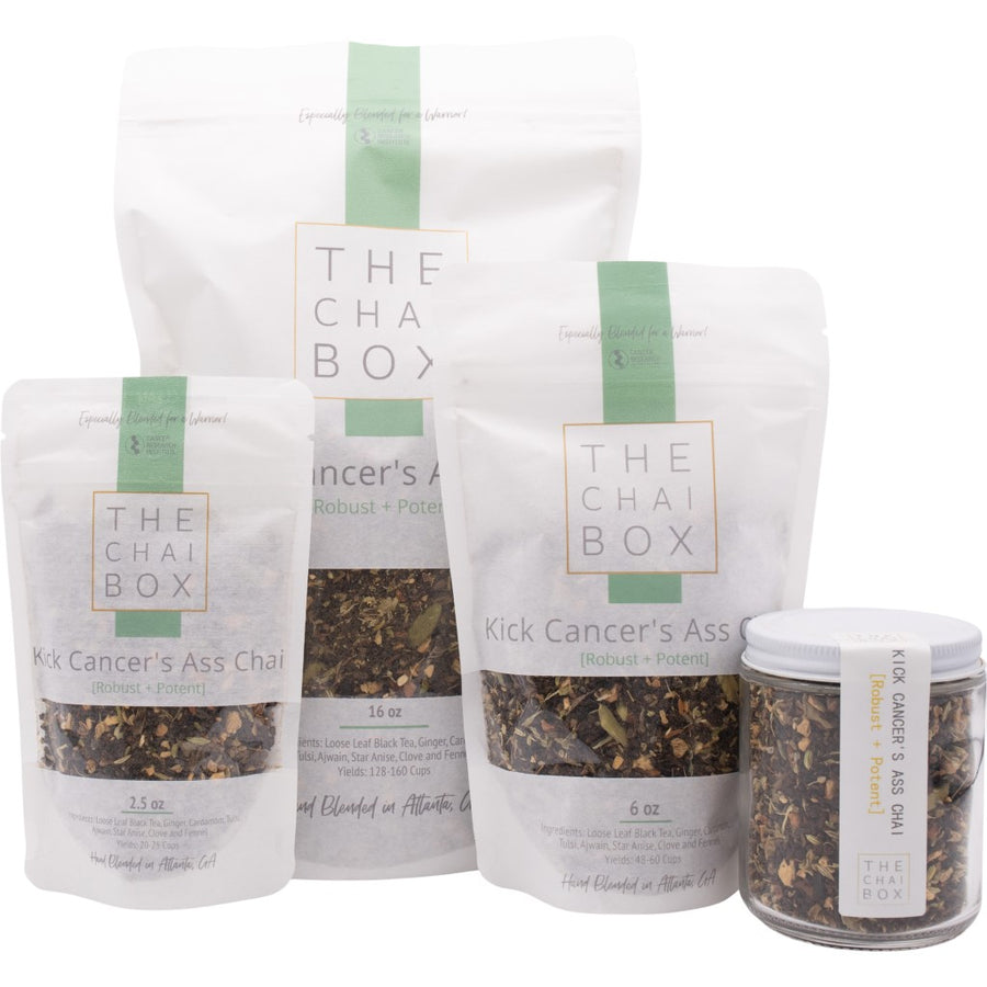 Kick Cancer's Ass chai is available in a variety of sizes.Made with high-quality ingredients. Tea with Health benefits.