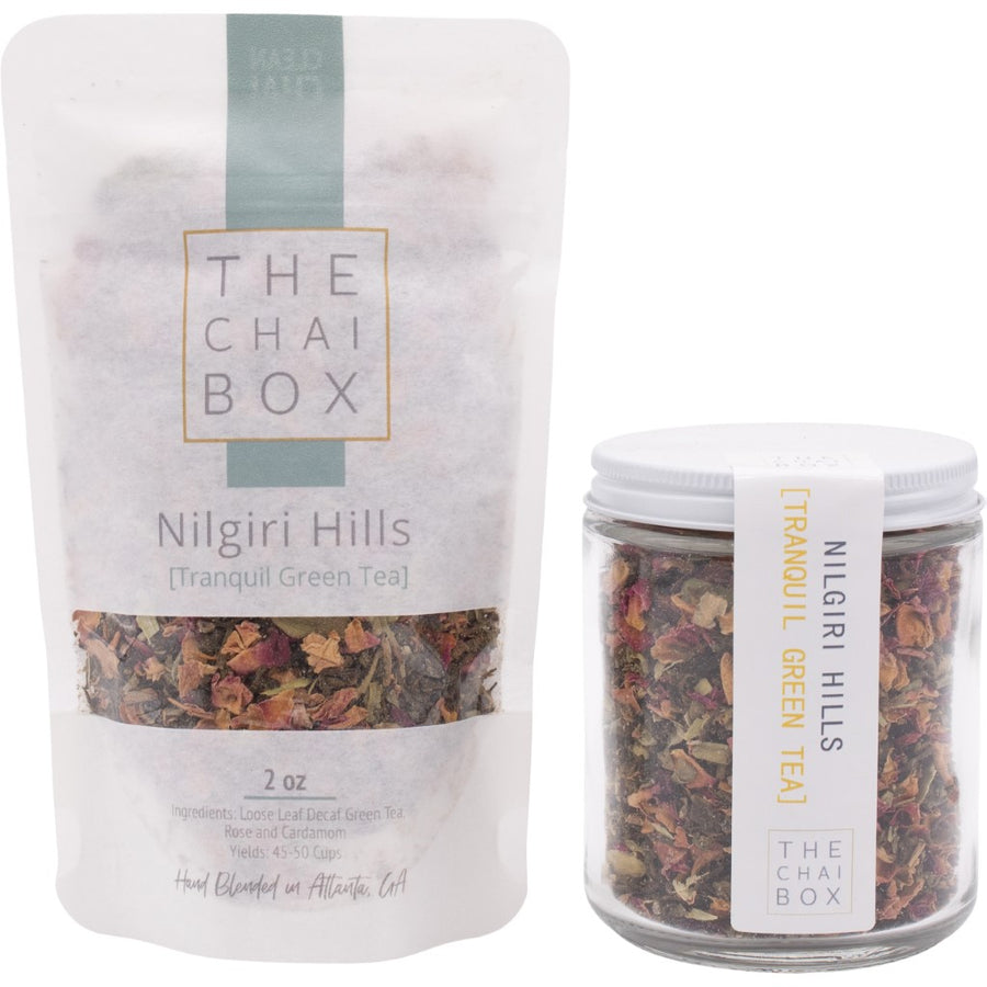 Nilgiri Hills Decaf Green Tea chai available in pouch and reusable  jar. 