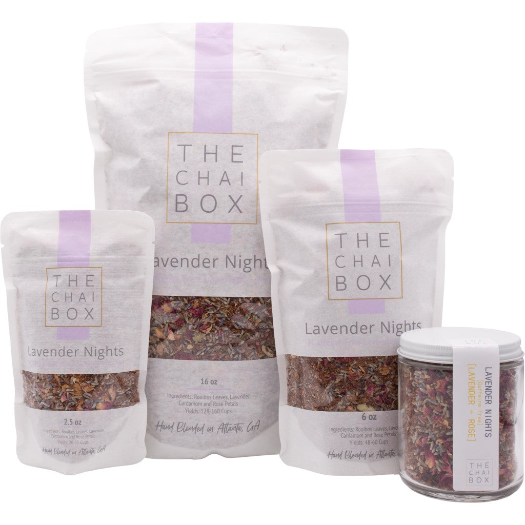 Lavender Nights chai is available in a variety of sizes.Made with high-quality ingredients. Tea with Health benefits.Tea without caffeine