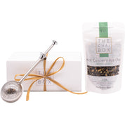 The Chai Box Kick Cancer's Ass Gift Set for tea lovers. Includes a bag of Kick Cancer's Ass Chai loose leaf tea blend and a tea steeper.