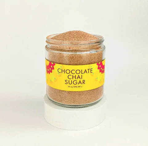 Chocolate Chai Sugar by The Chai Box and Beautiful Briny Sea. Perfect for adding to hot chocolate or for baking.