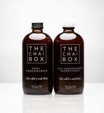 The Chai Box Chai Concentrate pack of two. Hand Crafted in small batches. Made in Atlanta, Georgia. 