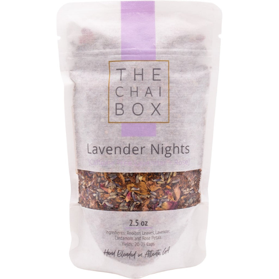Bag of Lavender Nights Chai. The perfect tea for late-night relaxation. Improves sleep, pain reliever tea. Oprah's Favorite Things 2021