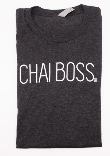 The Chai Box Chai Boss T-Shirt. A very comfortable shirt made with tri-blend brushed cotton. A great gift for any occasion. 