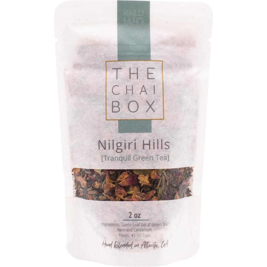 Bag of Nilgiri Hills Chai. The perfect tea for late night tea drinkers. Antioxidants, fat-burning, anti-inflammatory tea. 